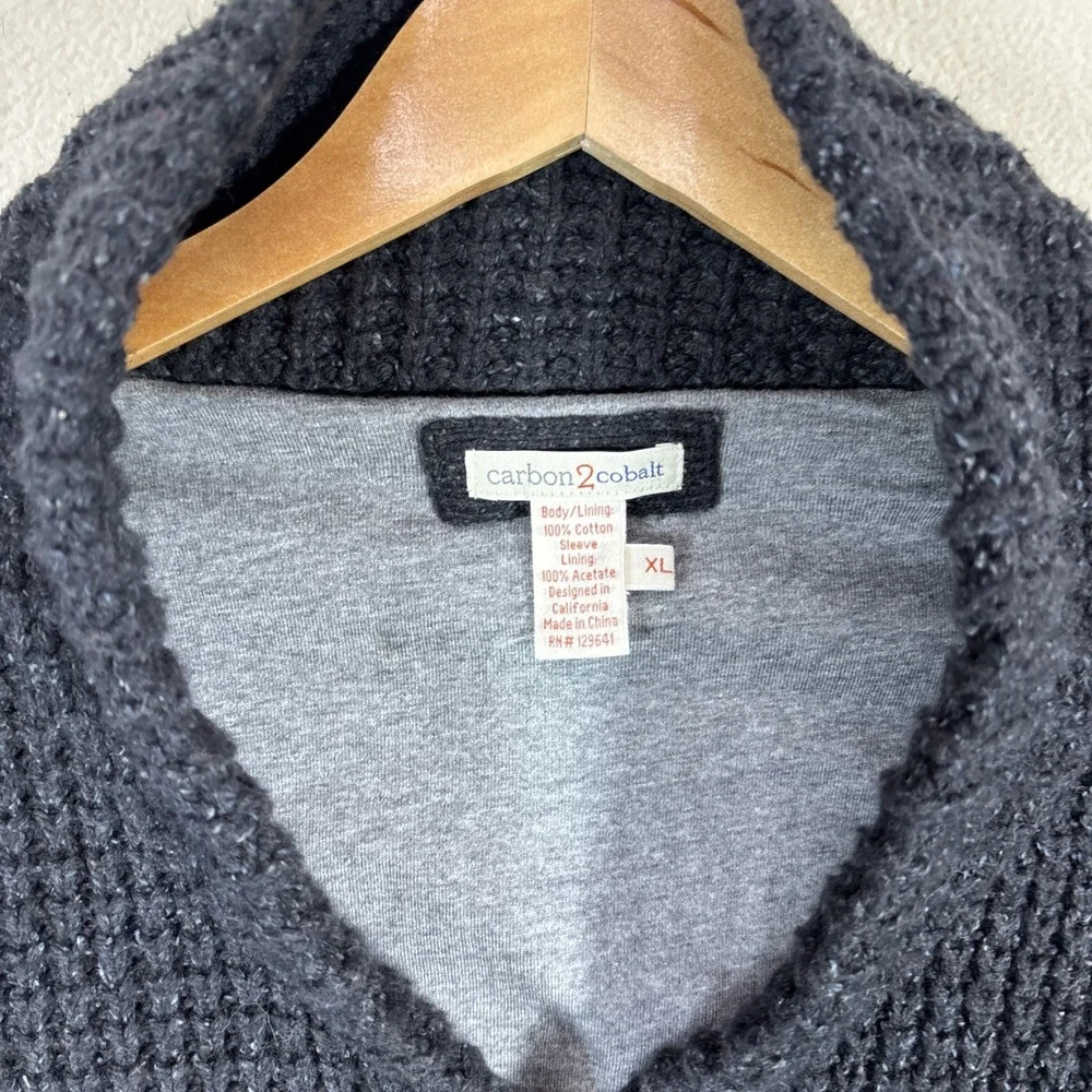 CARBON 2 COBALT CABLE KNIT FULL ZIP‎ CARDIGAN SWEATER DARK GRAYMENS XL